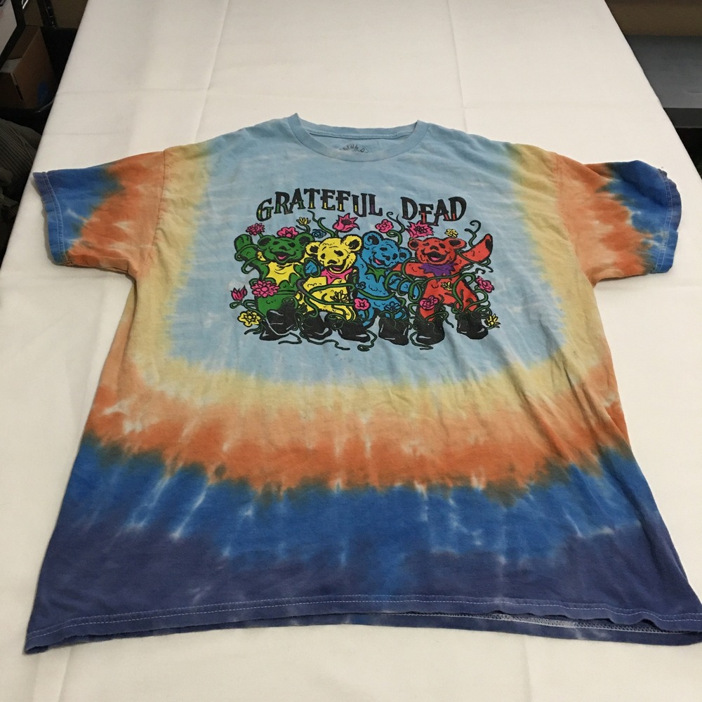 Grateful Dead Tie Dye T-Shirt Small/Medium Blue Orange Multi Dancing Bears